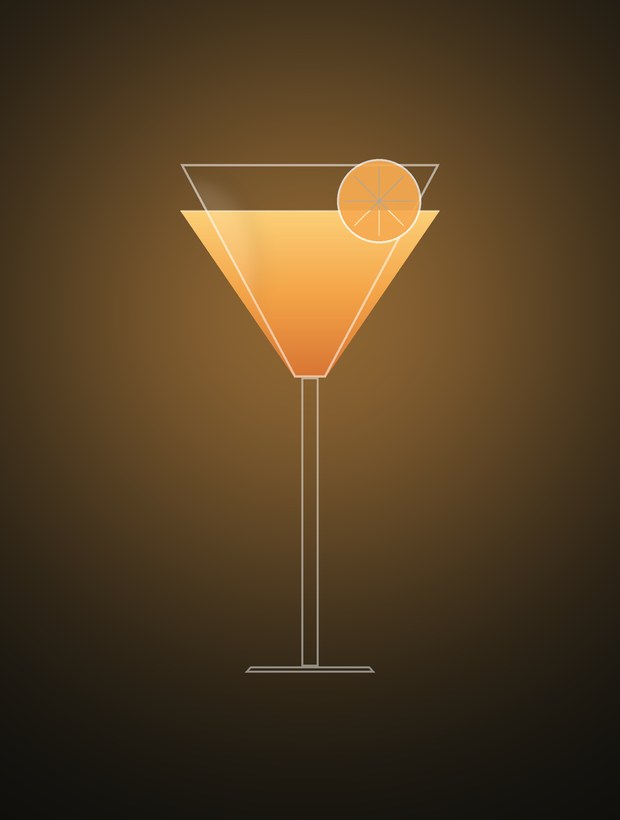 Golden Hour — goldoranger Drink im Coupe-Glas mit Zitrusscheibe